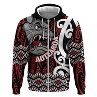 Personalised Aotearoa Bulldog Zip Hoodie New Zealand Maori Taniko Art
