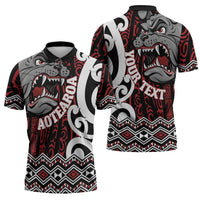 Personalised Aotearoa Bulldog Zipper Polo Shirt New Zealand Maori Taniko Art - Polynesian Pride