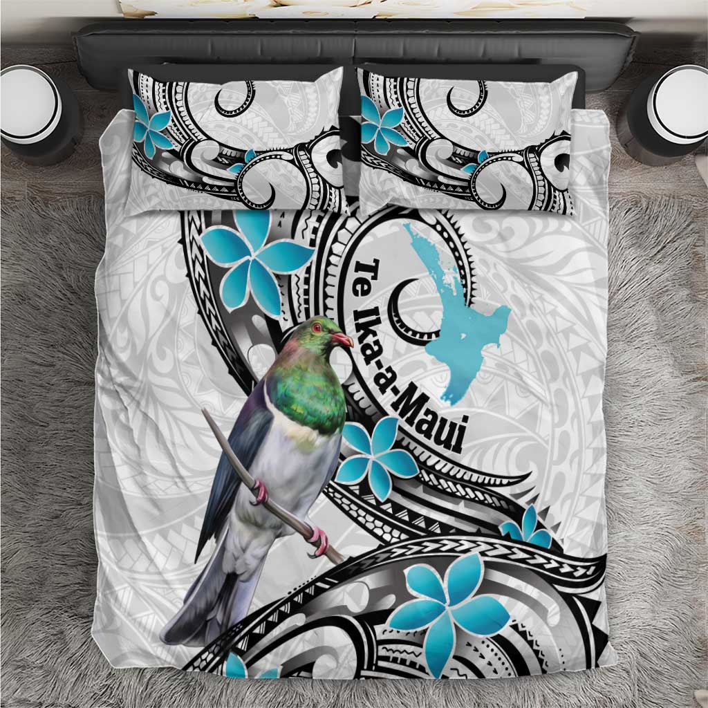 Aotearoa Te Ika-a-Maui Bedding Set South Island Kekeru Maori Koru LT14 White - Polynesian Pride