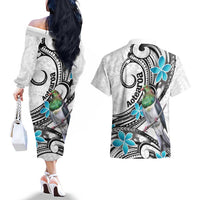 Aotearoa Te Ika-a-Maui Couples Matching Off The Shoulder Long Sleeve Dress and Hawaiian Shirt South Island Kekeru Maori Koru