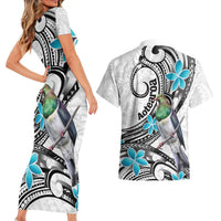 Aotearoa Te Ika-a-Maui Couples Matching Short Sleeve Bodycon Dress and Hawaiian Shirt South Island Kekeru Maori Koru
