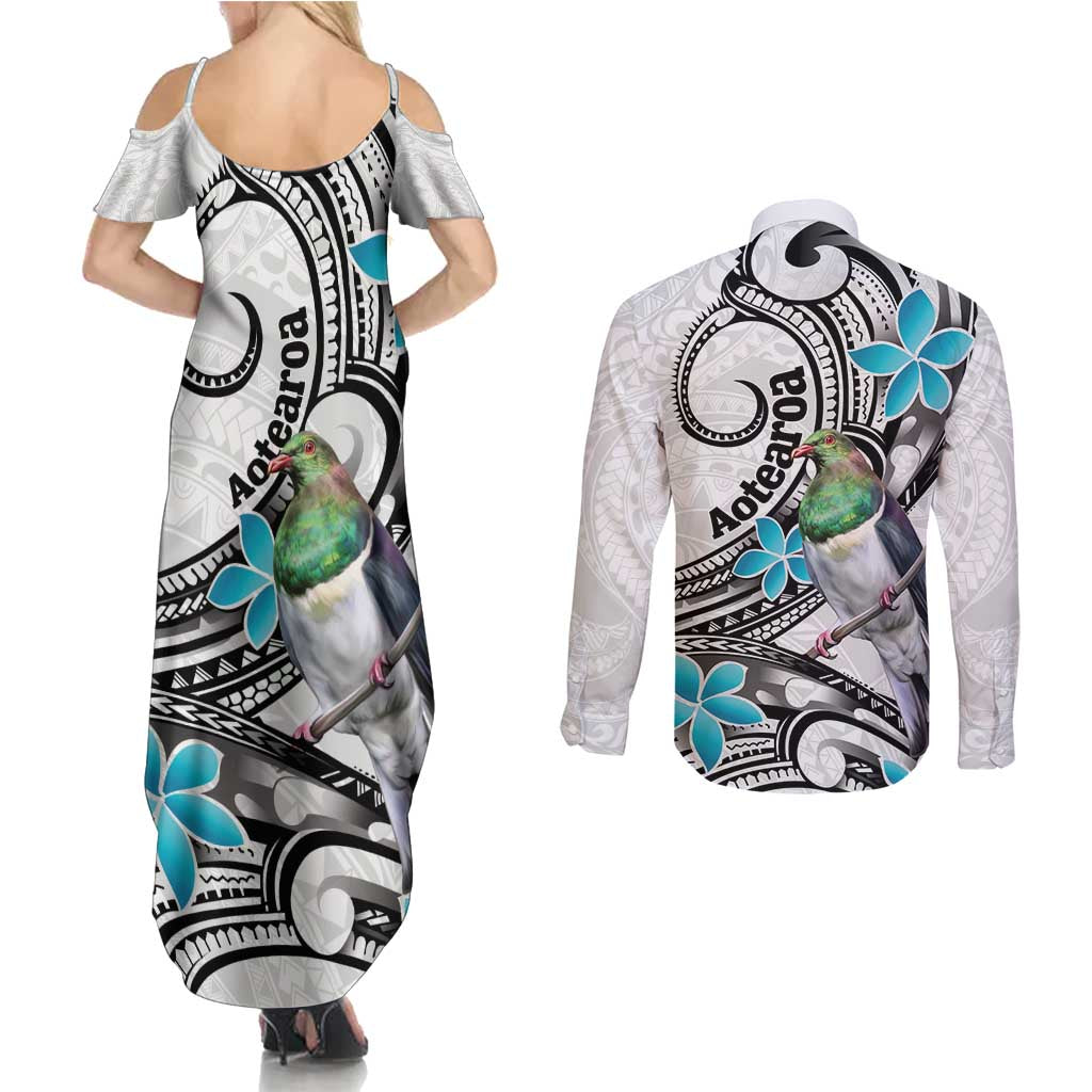 Aotearoa Te Ika-a-Maui Couples Matching Summer Maxi Dress and Long Sleeve Button Shirt South Island Kekeru Maori Koru