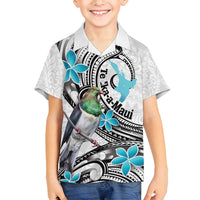 Aotearoa Te Ika-a-Maui Family Matching Long Sleeve Bodycon Dress and Hawaiian Shirt South Island Kekeru Maori Koru LT14 Son's Shirt White - Polynesian Pride