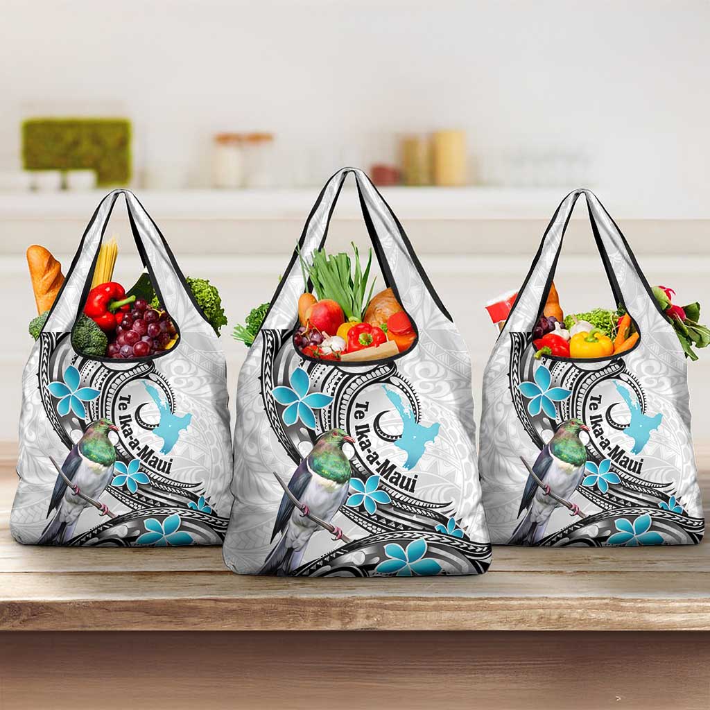 Aotearoa Te Ika-a-Maui Grocery Bag South Island Kekeru Maori Koru