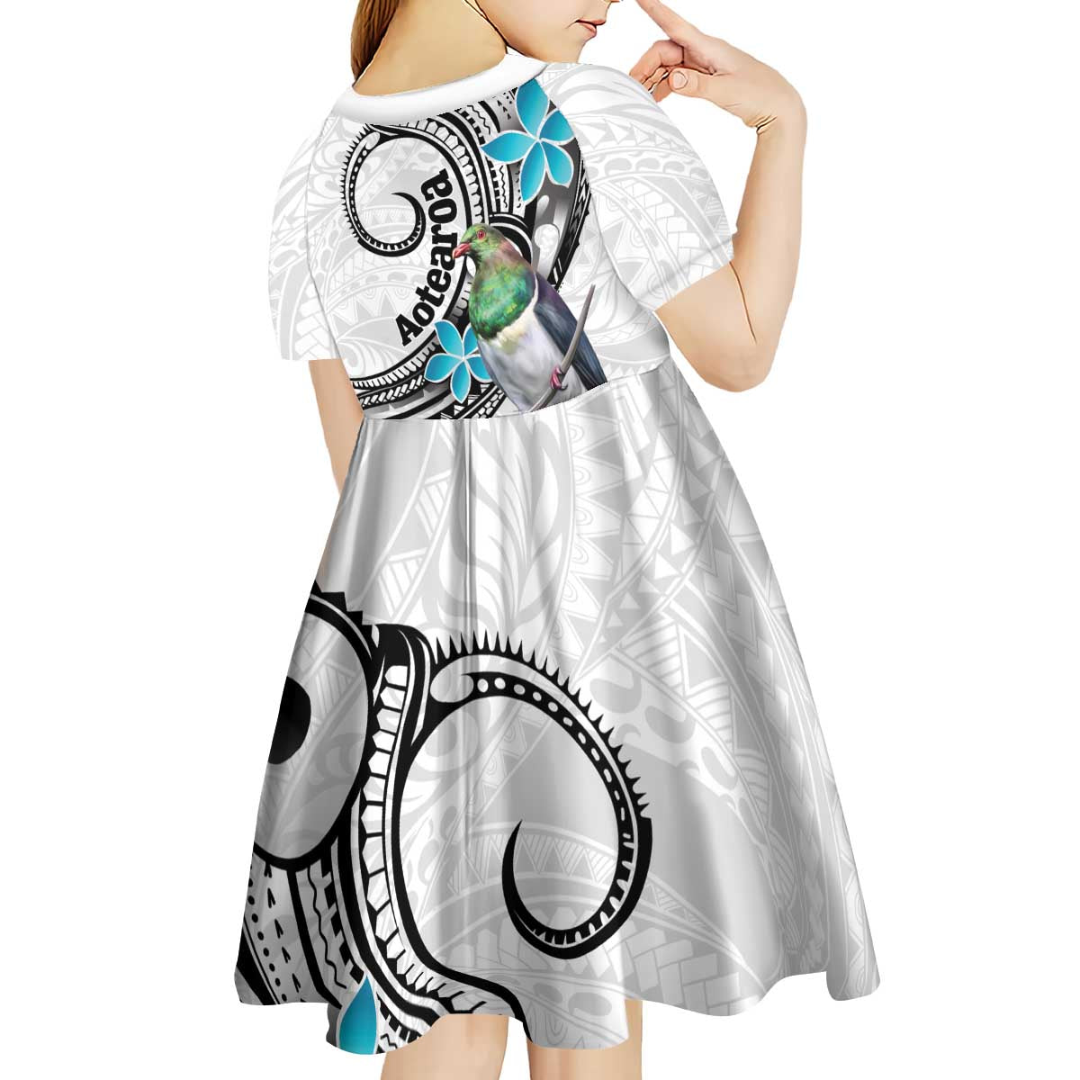 Aotearoa Te Ika-a-Maui Kid Short Sleeve Dress South Island Kekeru Maori Koru