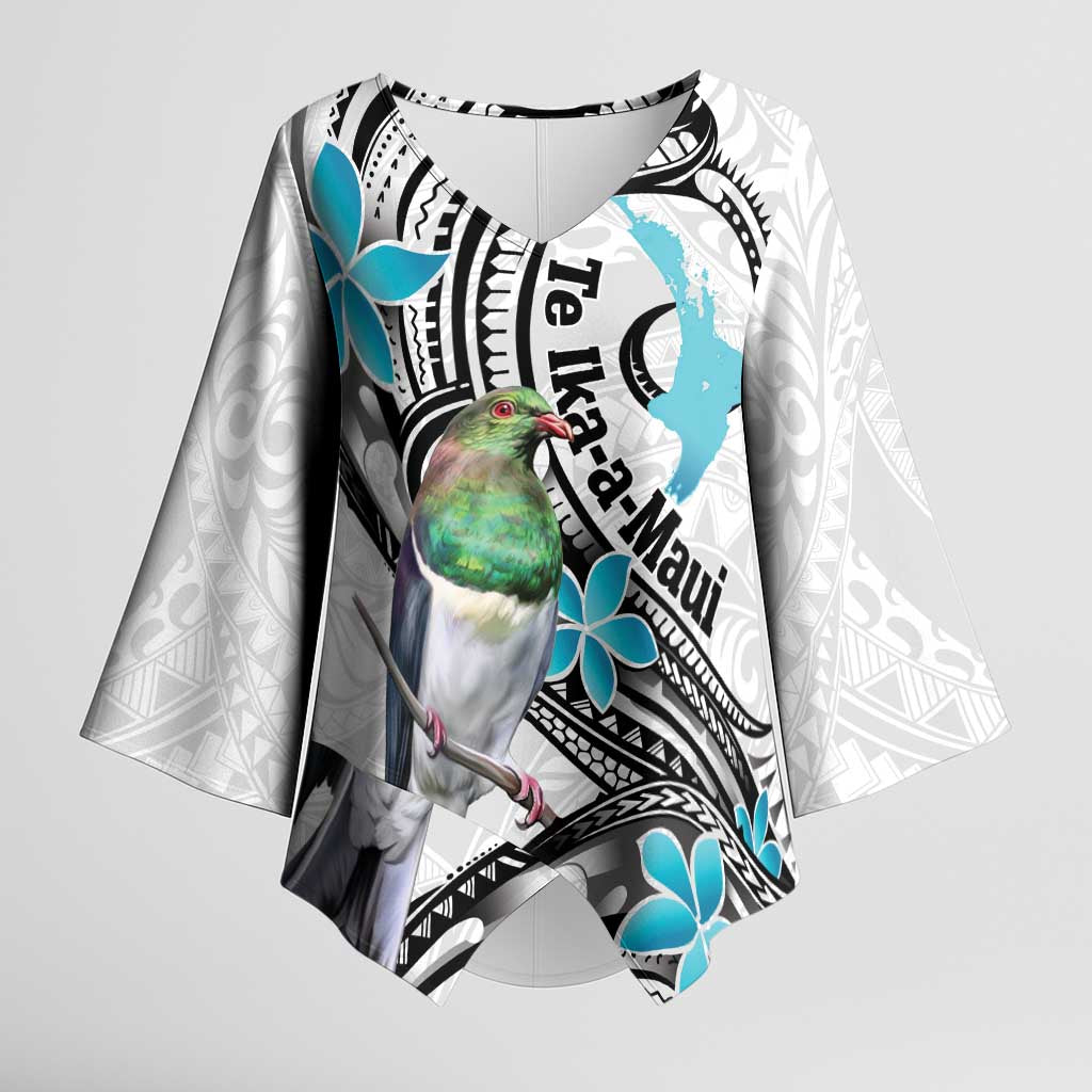 Aotearoa Te Ika-a-Maui Kimono Sleeve Blouse South Island Kekeru Maori Koru - Polynesian Pride