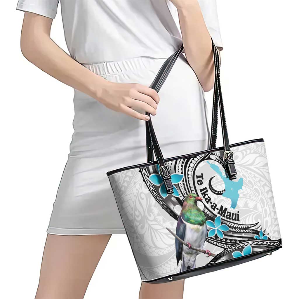 Aotearoa Te Ika-a-Maui Leather Tote Bag South Island Kekeru Maori Koru LT14 - Polynesian Pride
