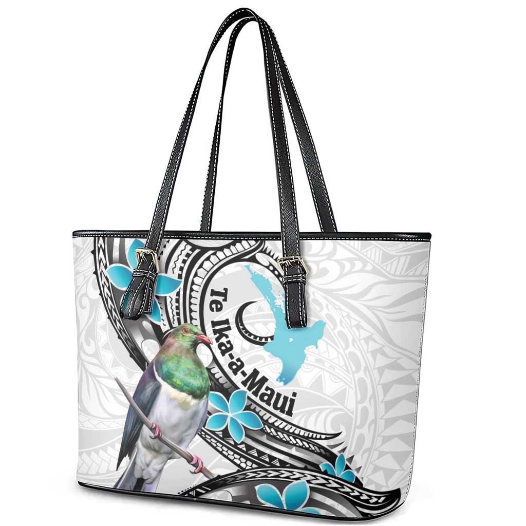 Aotearoa Te Ika-a-Maui Leather Tote Bag South Island Kekeru Maori Koru LT14 - Polynesian Pride