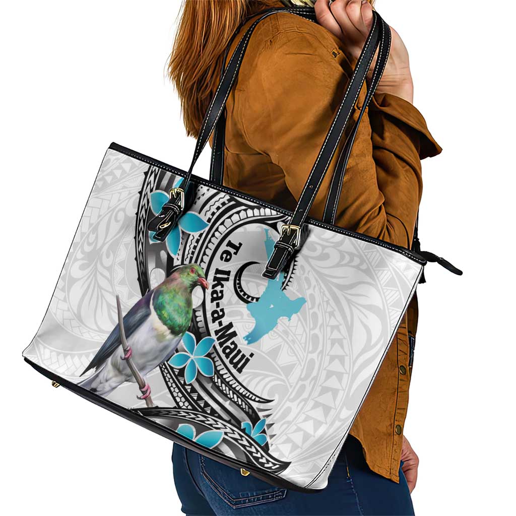 Aotearoa Te Ika-a-Maui Leather Tote Bag South Island Kekeru Maori Koru LT14 - Polynesian Pride