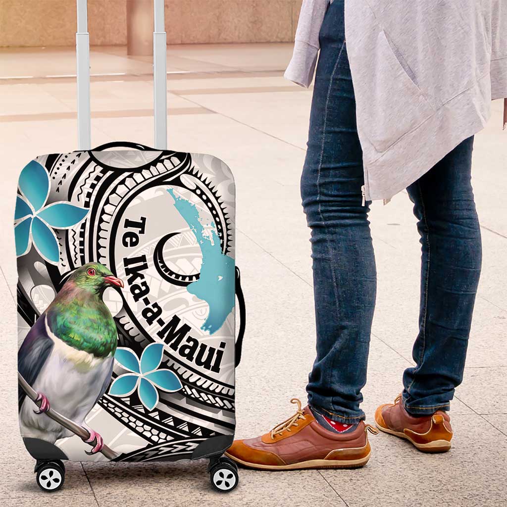 Aotearoa Te Ika-a-Maui Luggage Cover South Island Kekeru Maori Koru LT14 White - Polynesian Pride