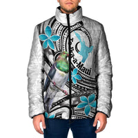 Aotearoa Te Ika-a-Maui Padded Jacket South Island Kekeru Maori Koru LT14 Men White - Polynesian Pride