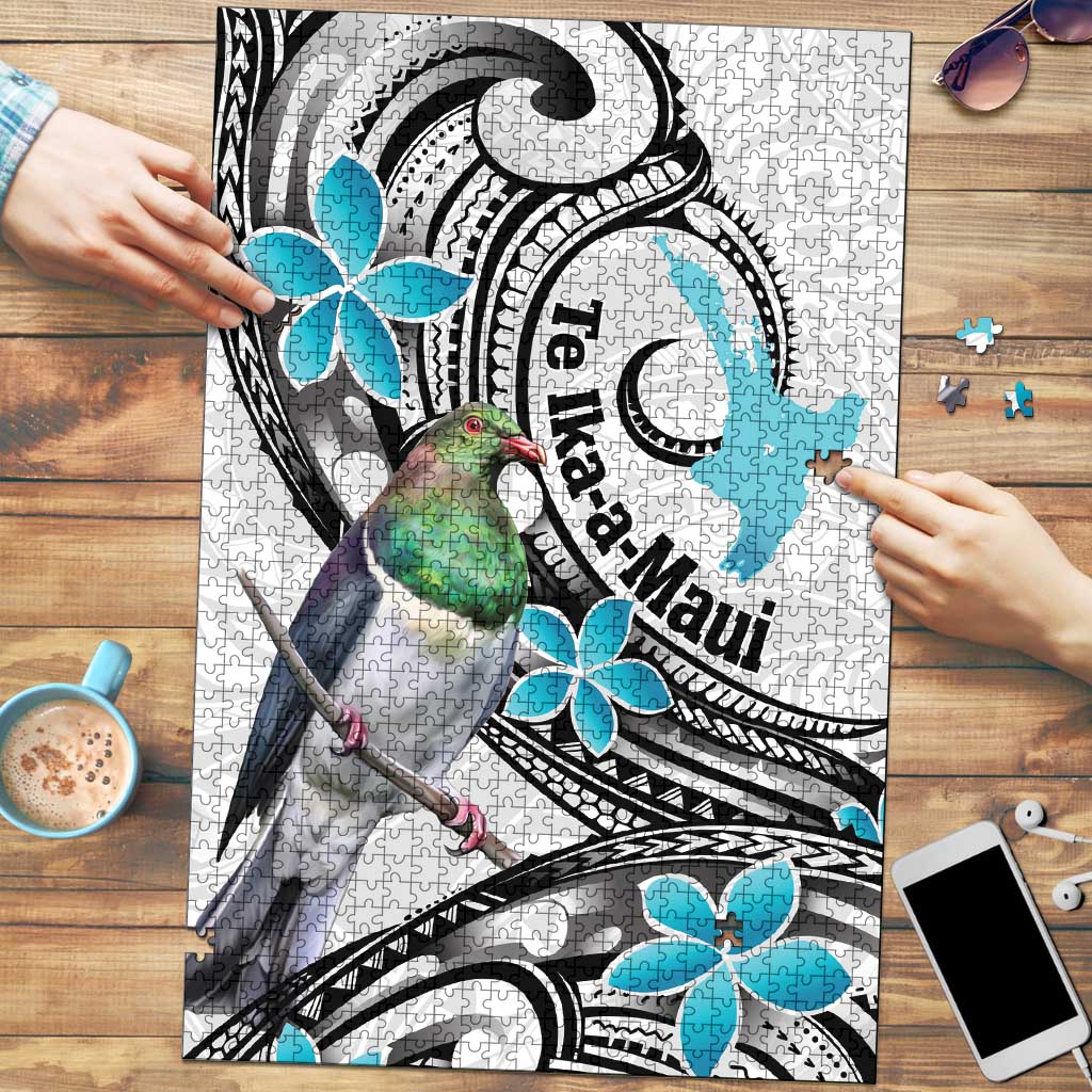 Aotearoa Te Ika-a-Maui Puzzle South Island Kekeru Maori Koru LT14 White - Polynesian Pride