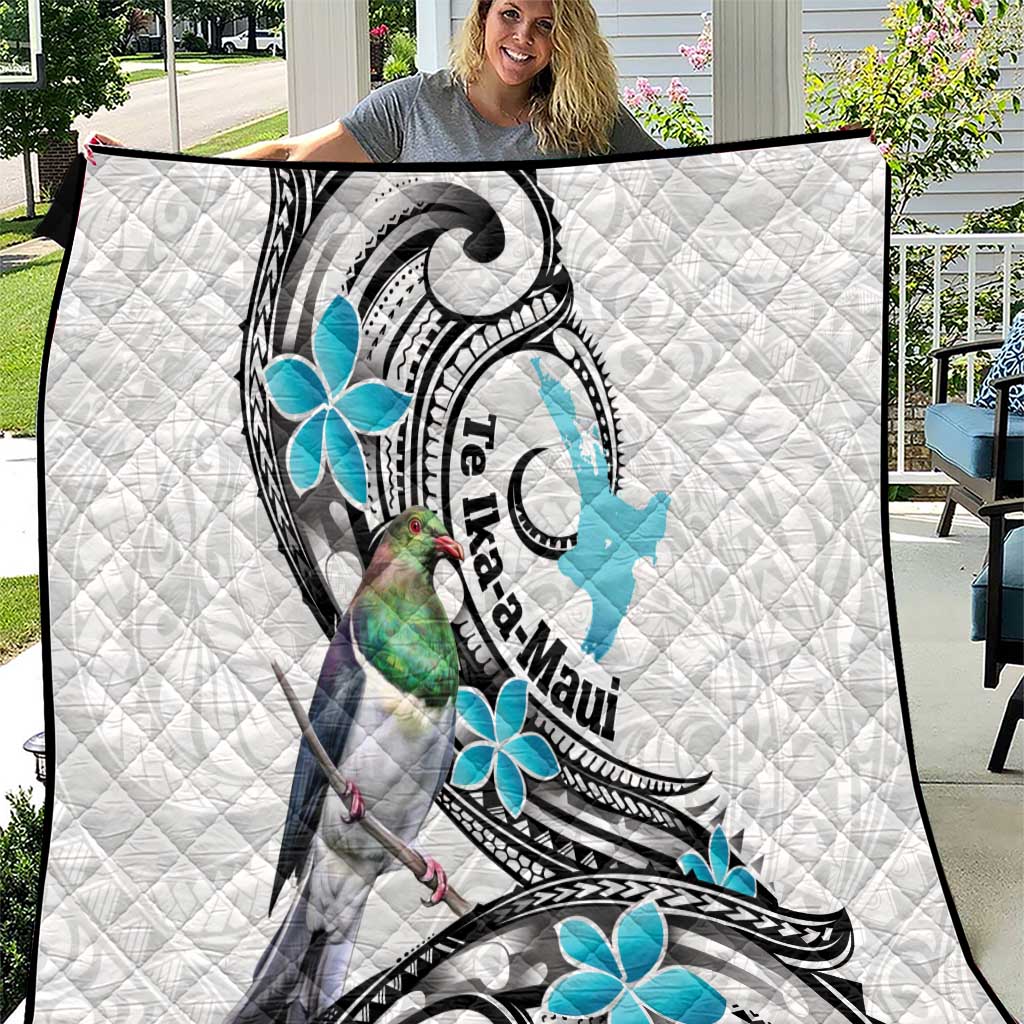 Aotearoa Te Ika-a-Maui Quilt South Island Kekeru Maori Koru LT14 White - Polynesian Pride