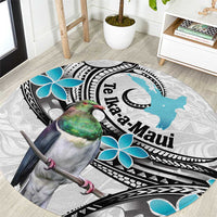 Aotearoa Te Ika-a-Maui Round Carpet South Island Kekeru Maori Koru LT14 White - Polynesian Pride