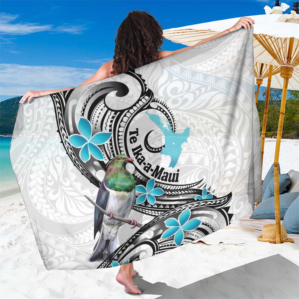 Aotearoa Te Ika-a-Maui Sarong South Island Kekeru Maori Koru LT14 One Size 44 x 66 inches White - Polynesian Pride