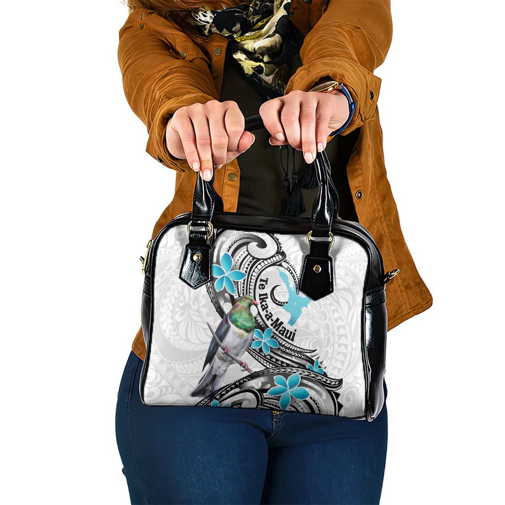 Aotearoa Te Ika-a-Maui Shoulder Handbag South Island Kekeru Maori Koru LT14 One Size White - Polynesian Pride