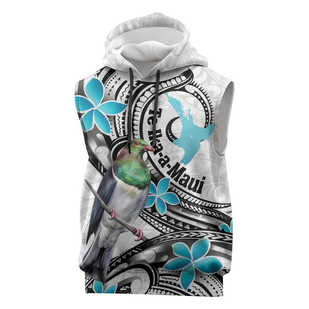 Aotearoa Te Ika-a-Maui Sleeveless Hoodie South Island Kekeru Maori Koru LT14 White - Polynesian Pride