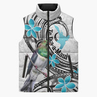 Aotearoa Te Ika-a-Maui Sleeveless Puffer Jacket South Island Kekeru Maori Koru LT14 Unisex White - Polynesian Pride