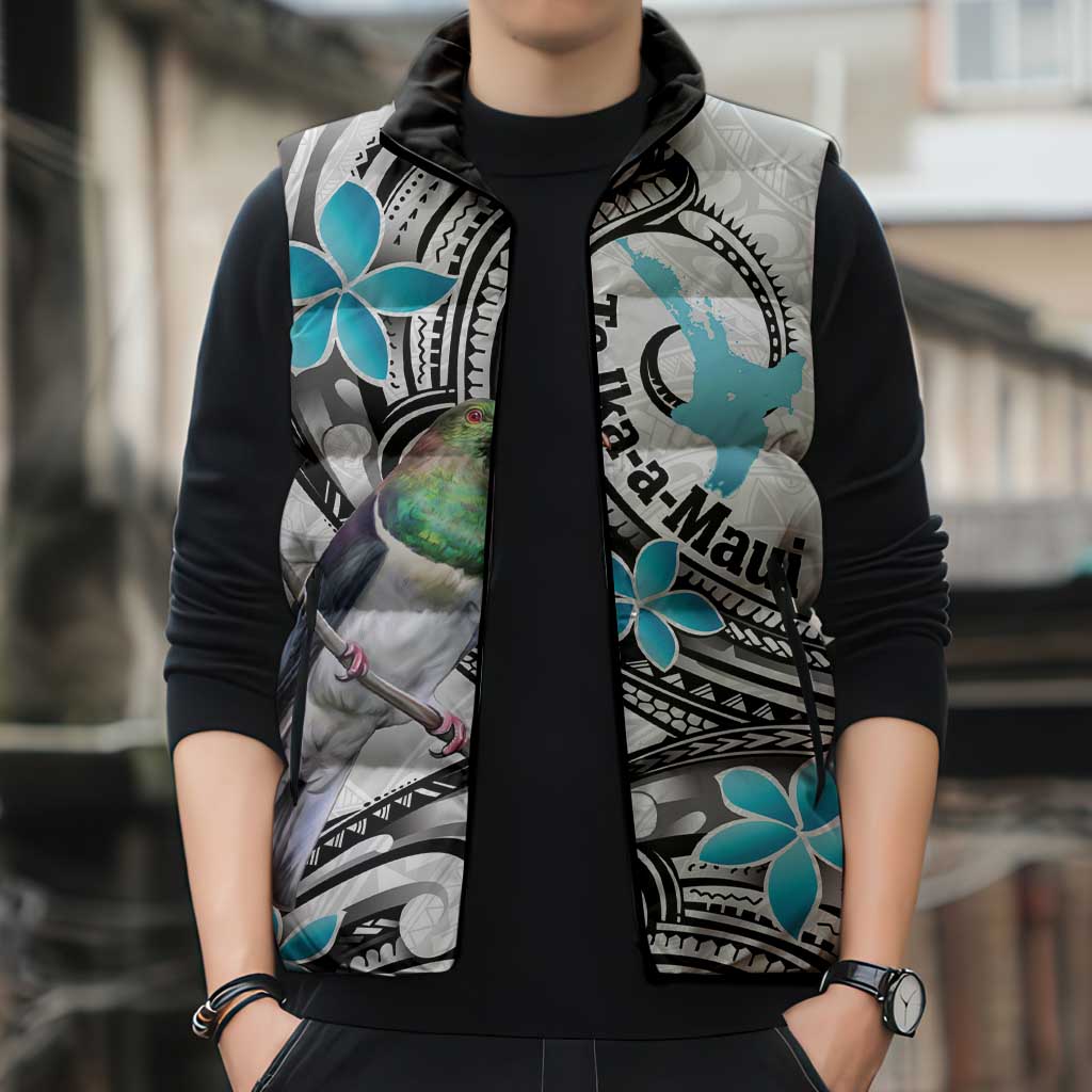 Aotearoa Te Ika-a-Maui Sleeveless Puffer Jacket South Island Kekeru Maori Koru LT14 - Polynesian Pride