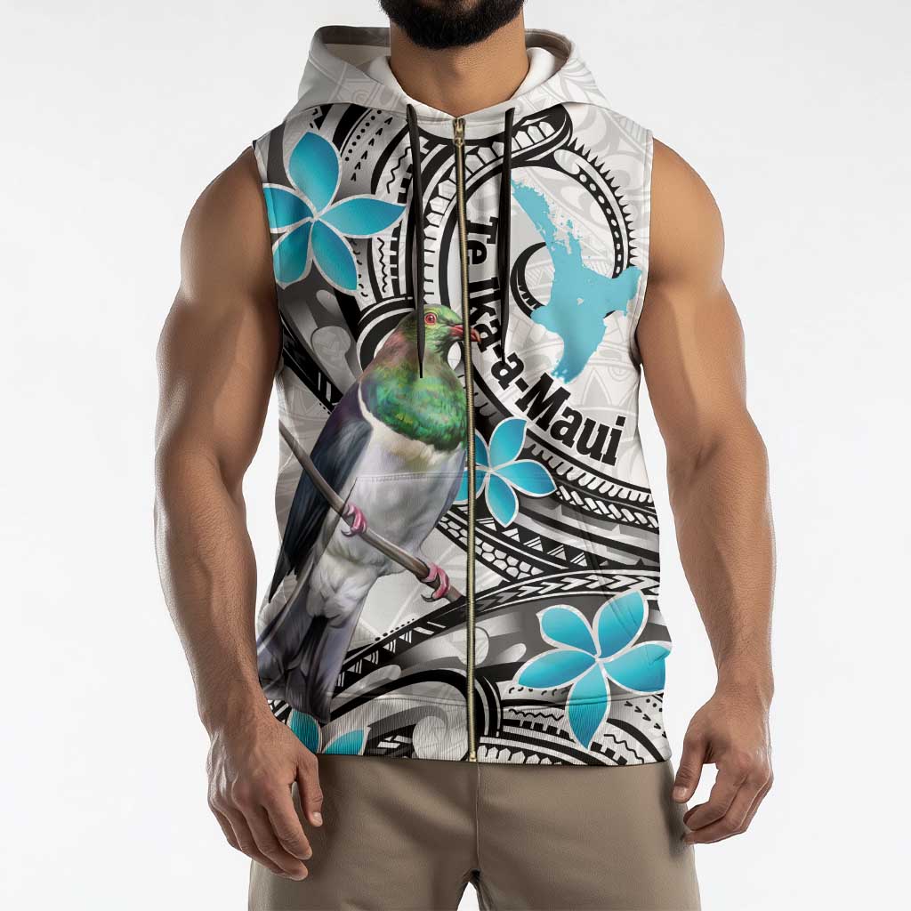 Aotearoa Te Ika-a-Maui Sleeveless Zip Hoodie South Island Kekeru Maori Koru - Polynesian Pride