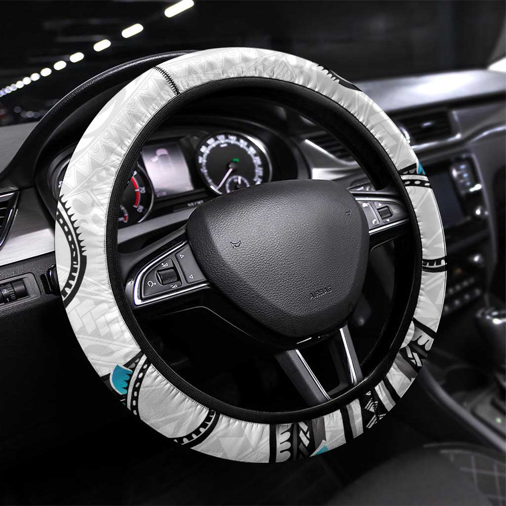 Aotearoa Te Ika-a-Maui Steering Wheel Cover South Island Kekeru Maori Koru LT14 Universal Fit White - Polynesian Pride
