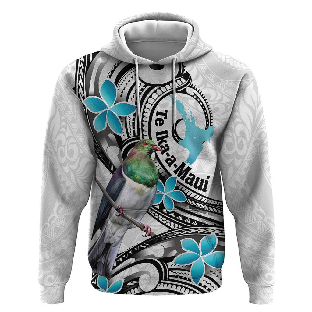 Aotearoa Te Ika-a-Maui Zip Hoodie South Island Kekeru Maori Koru LT14 Pullover Hoodie White - Polynesian Pride