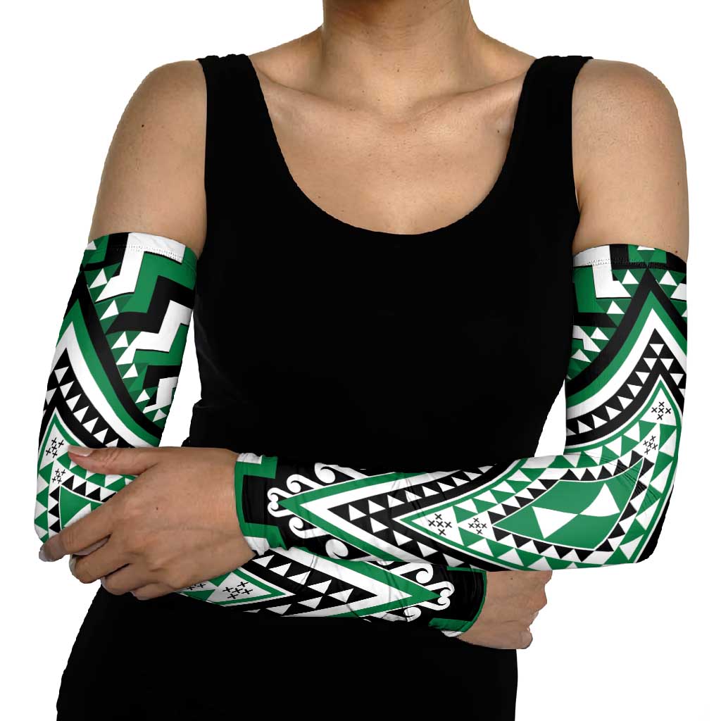 Green New Zealand Taniko Poutama Patikitiki Arm Sleeves - Polynesian Pride