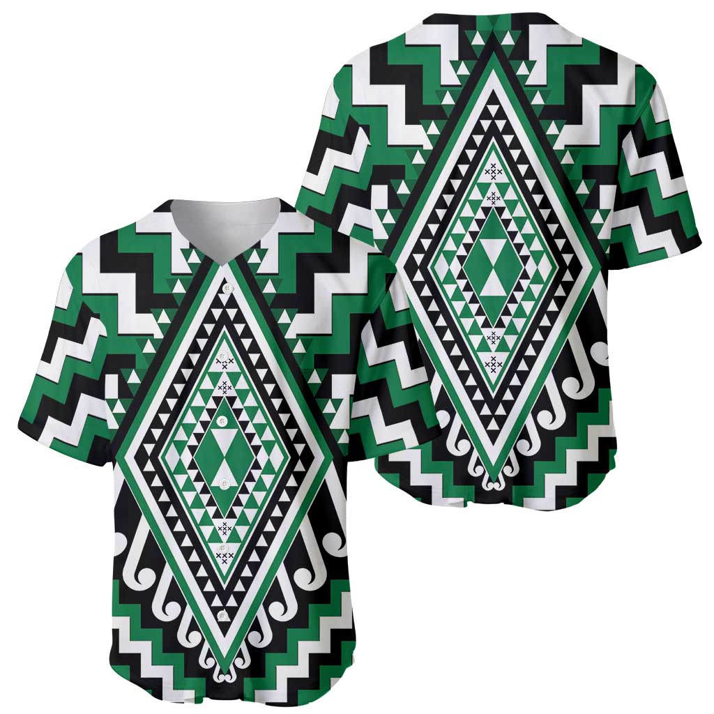 Green Aotearoa Taniko Poutama Patikitiki Baseball Jersey