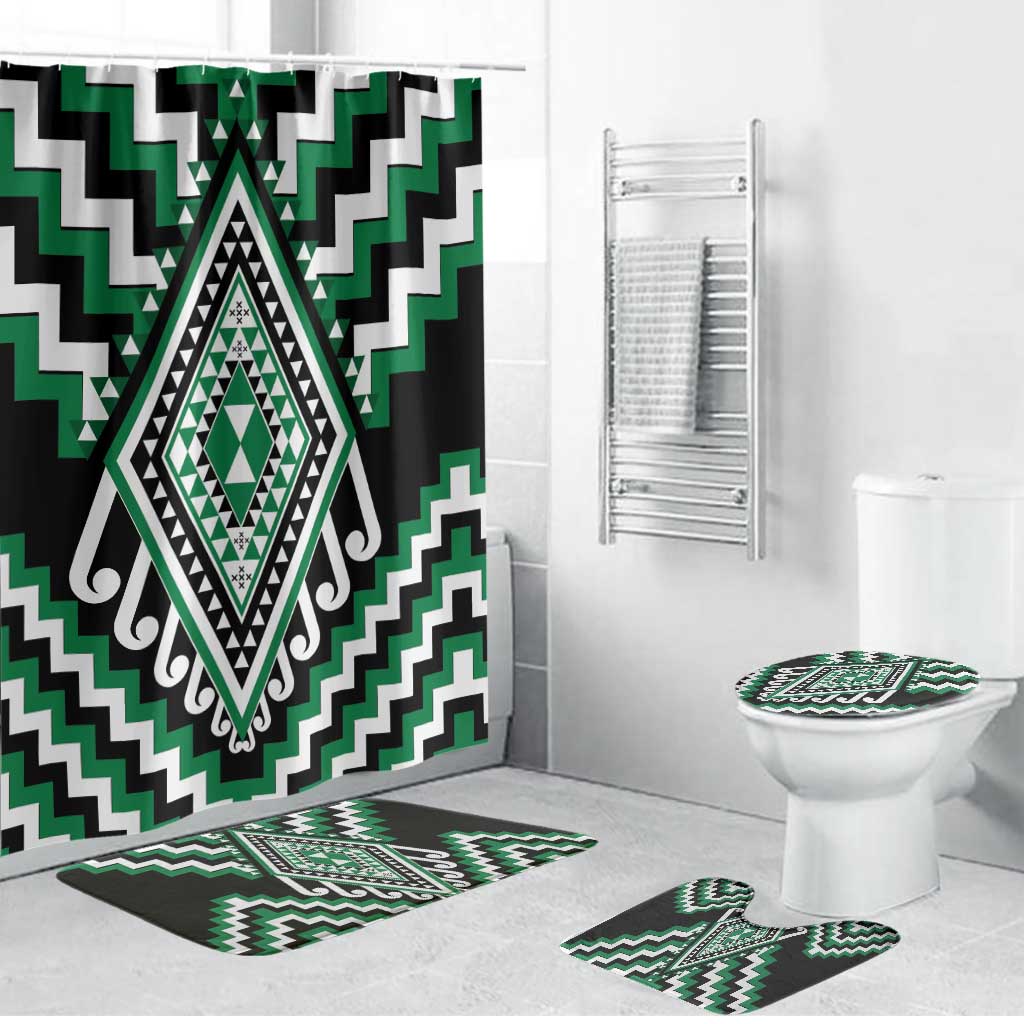 Green New Zealand Taniko Poutama Patikitiki Bathroom Set - Polynesian Pride
