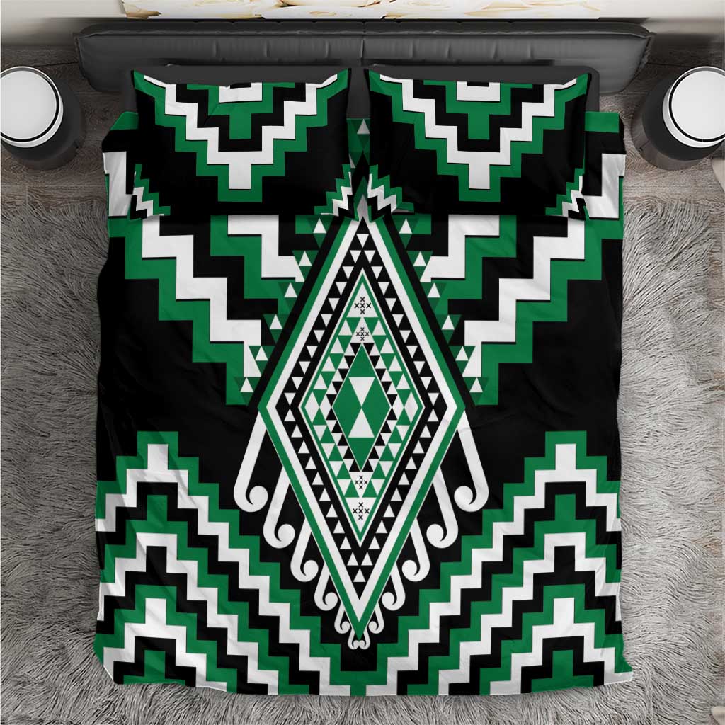Green Aotearoa Taniko Poutama Patikitiki Bedding Set