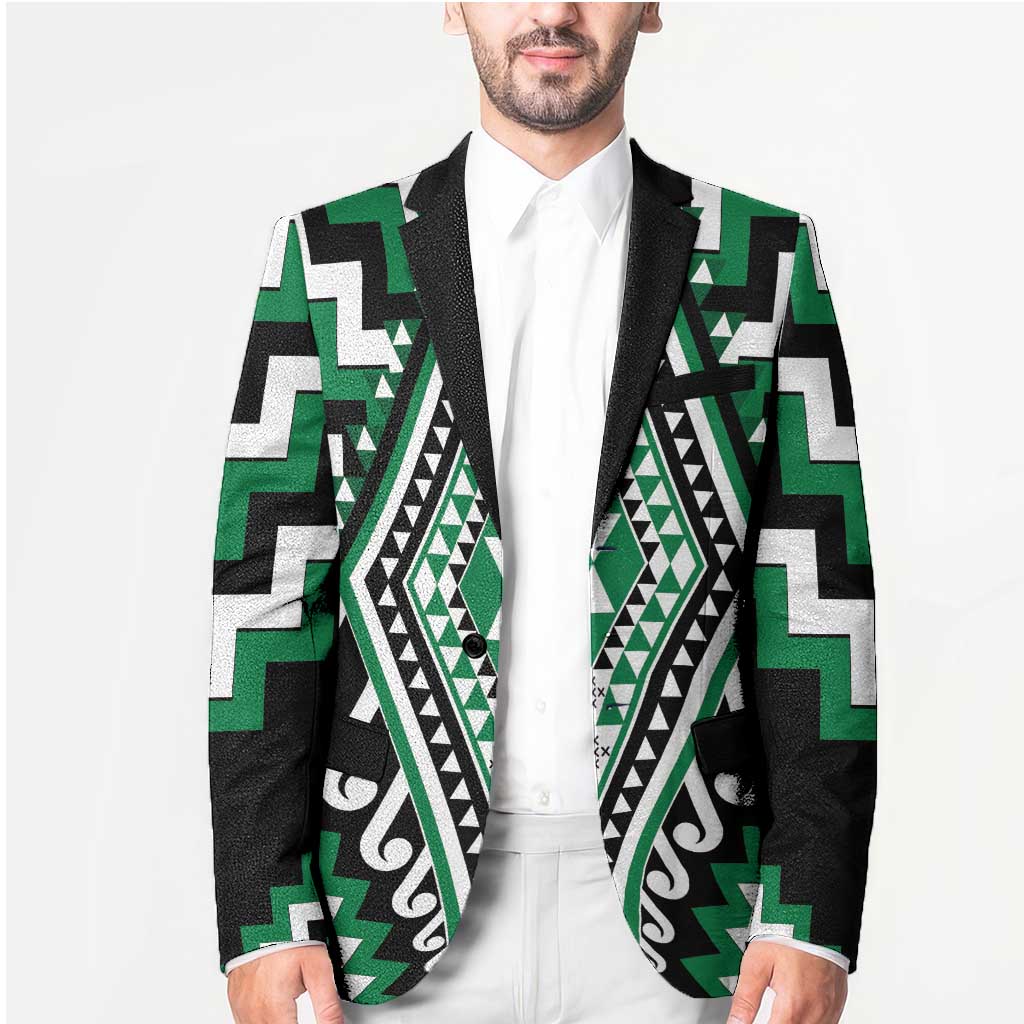 Green New Zealand Taniko Poutama Patikitiki Blazer - Polynesian Pride