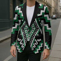 Green New Zealand Taniko Poutama Patikitiki Blazer - Polynesian Pride
