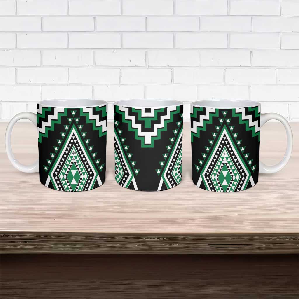 Green New Zealand Taniko Poutama Patikitiki Ceramic Mug - Polynesian Pride
