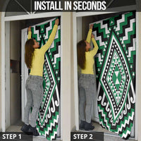 Green New Zealand Taniko Poutama Patikitiki Door Cover - Polynesian Pride