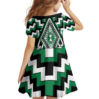 Green Aotearoa Taniko Poutama Patikitiki Family Matching Long Sleeve Bodycon Dress and Hawaiian Shirt LT14 - Polynesian Pride