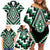 Green Aotearoa Taniko Poutama Patikitiki Family Matching Off Shoulder Short Dress and Hawaiian Shirt