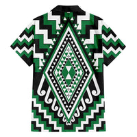 Green Aotearoa Taniko Poutama Patikitiki Family Matching Tank Maxi Dress and Hawaiian Shirt