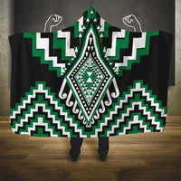 Green Aotearoa Taniko Poutama Patikitiki Hooded Blanket