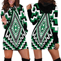Green Aotearoa Taniko Poutama Patikitiki Hoodie Dress