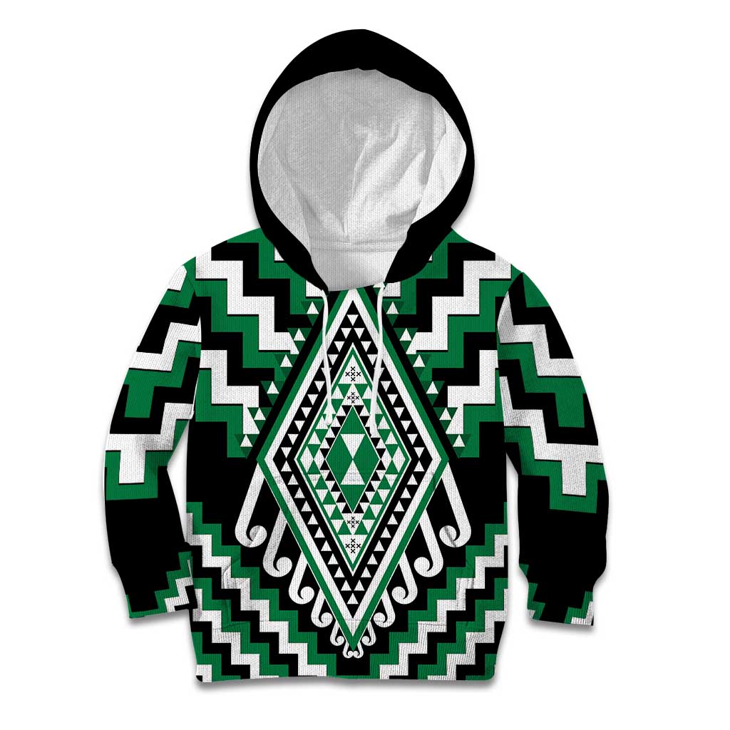 Green Aotearoa Taniko Poutama Patikitiki Kid Hoodie