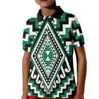 Green Aotearoa Taniko Poutama Patikitiki Kid Polo Shirt