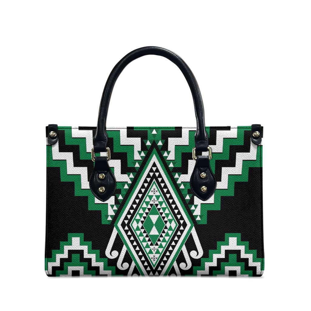 Green New Zealand Taniko Poutama Patikitiki Leather Bag - Polynesian Pride