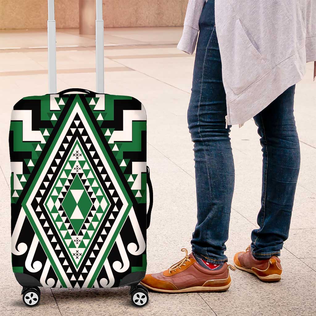 Green Aotearoa Taniko Poutama Patikitiki Luggage Cover LT14 Green - Polynesian Pride