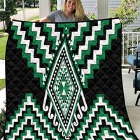 Green Aotearoa Taniko Poutama Patikitiki Quilt