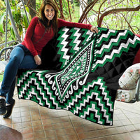 Green Aotearoa Taniko Poutama Patikitiki Quilt
