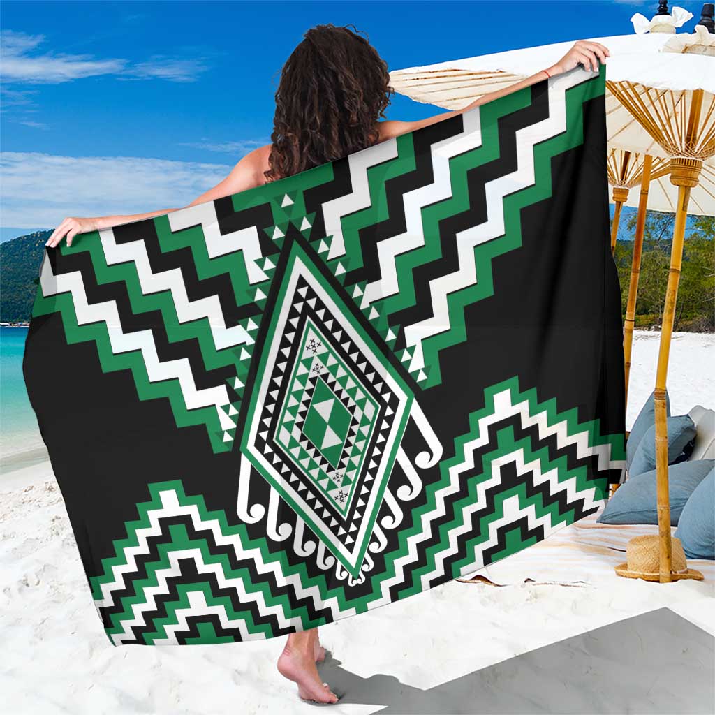 Green Aotearoa Taniko Poutama Patikitiki Sarong LT14 One Size 44 x 66 inches Green - Polynesian Pride