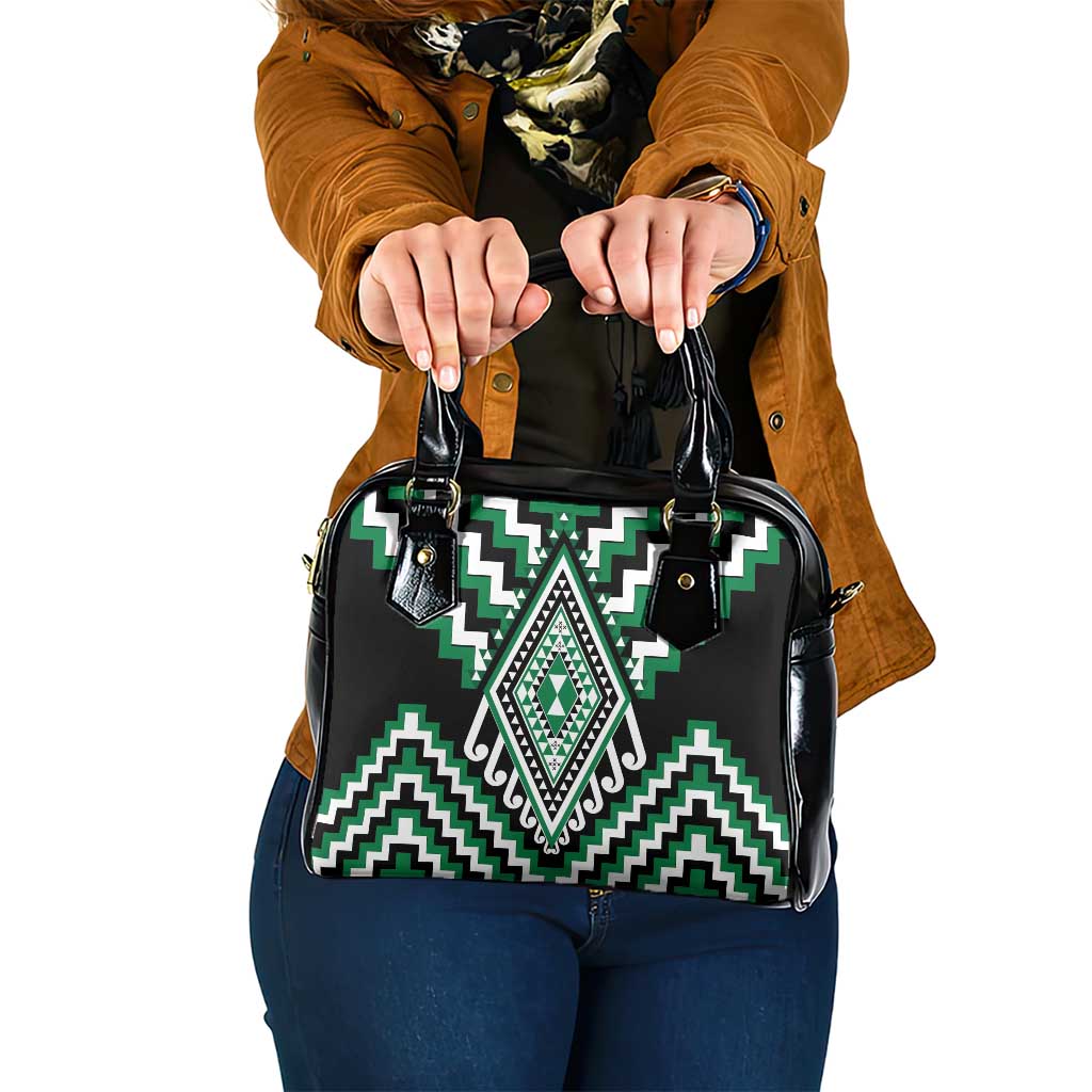 Green Aotearoa Taniko Poutama Patikitiki Shoulder Handbag LT14 One Size Green - Polynesian Pride
