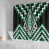 Green Aotearoa Taniko Poutama Patikitiki Shower Curtain LT14 - Polynesian Pride