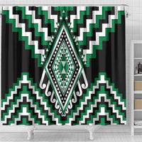 Green Aotearoa Taniko Poutama Patikitiki Shower Curtain LT14 - Polynesian Pride