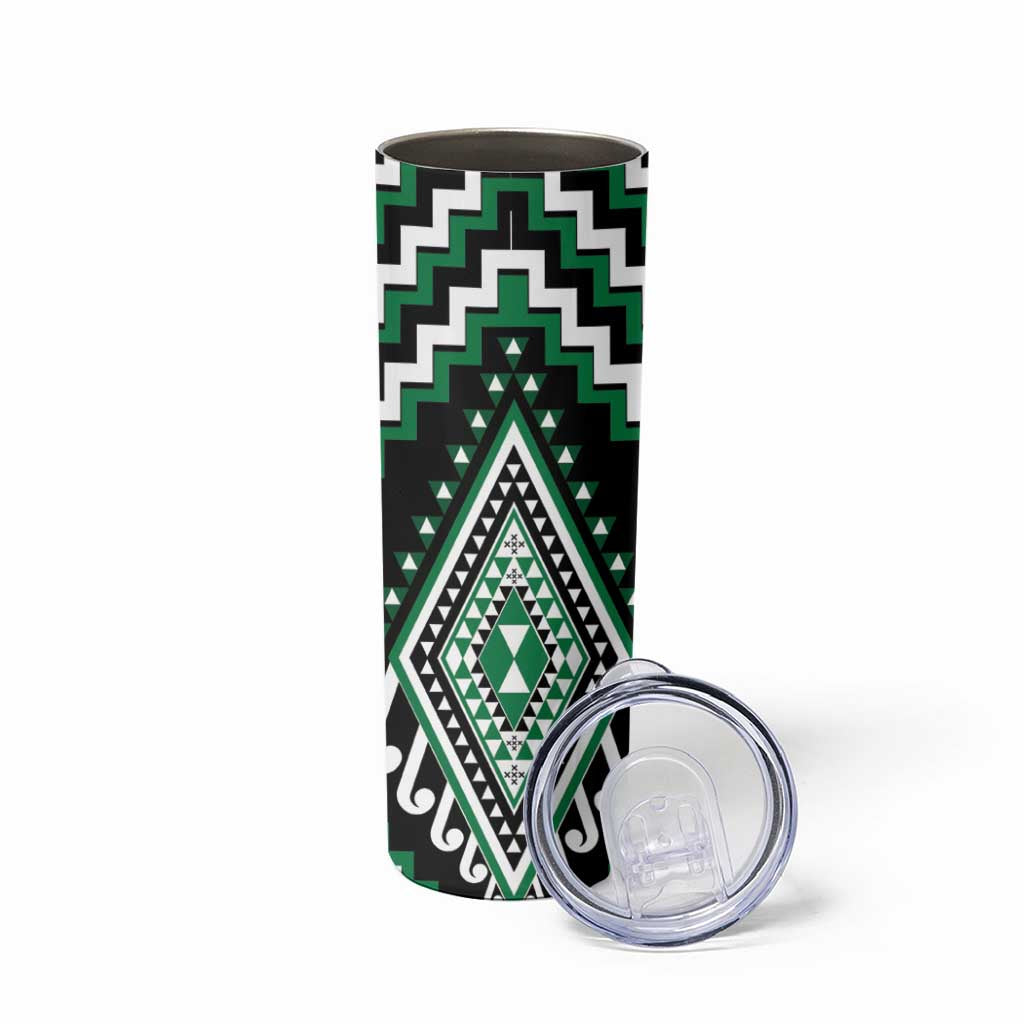 Green Aotearoa Taniko Poutama Patikitiki Skinny Tumbler LT14 - Polynesian Pride